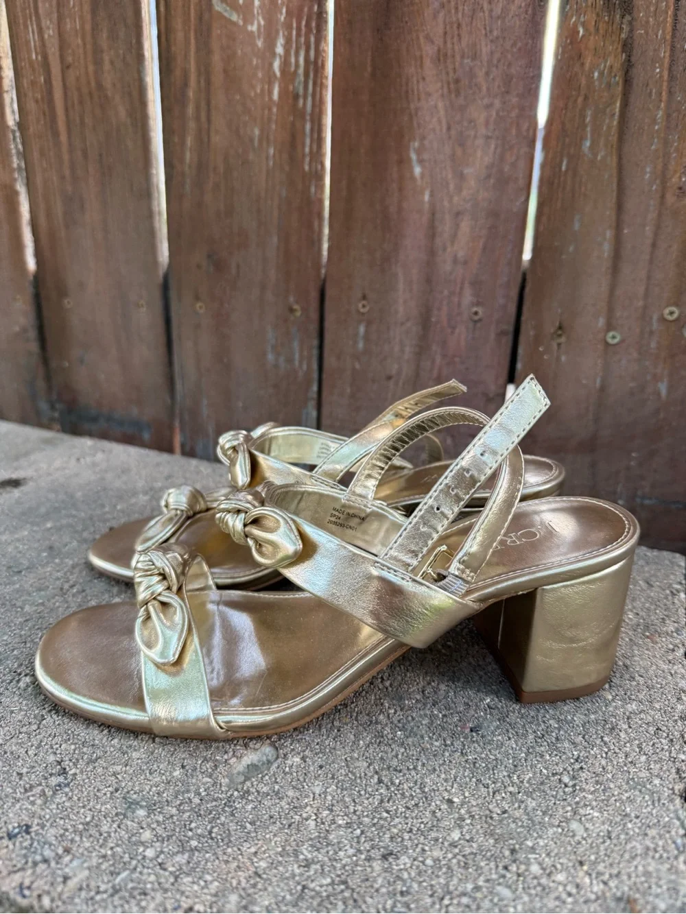 J CREW Women’s Metallic Gold Block Heel Sandals Pumps Size 7